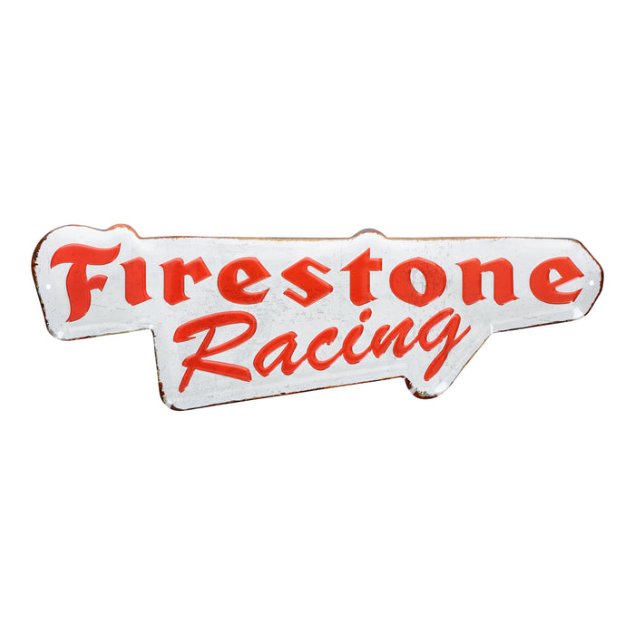 Firestone Racing - vintage metal sign - logo cutout