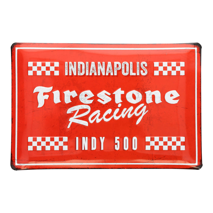 Firestone Racing - vintage metal sign - rectangular red